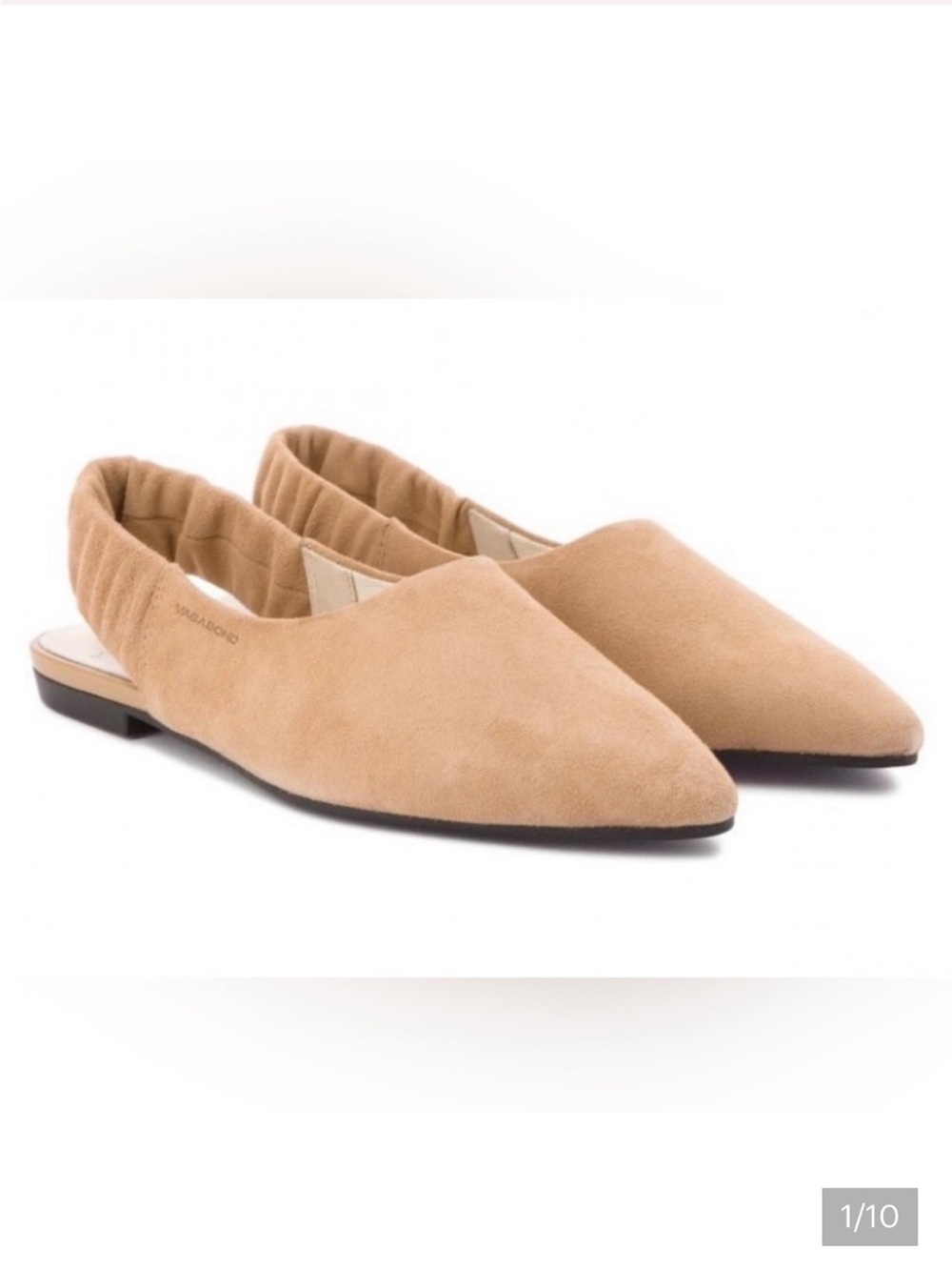 Vagabond Tan Suede Leather Slingback Pointed Toe Flats